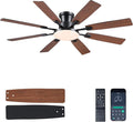 JSAITEE 60Inch Ceiling Fan with Lights and Remotes, Large Low Profile Flush Mount Ceiling Fans,DC Reversible Motor, 3CCT Dimmable,Noiseless,Dual Finish, Brown 6 Speeds Ceiling Fan for Indoor/Outdoor