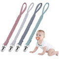 Baby Pacifier Holder for Boys and Girls, Teething Straps Unisex Design, Smoother Clip 100% Handmade Braided, Easy to Use for Teething Toy(Grey）