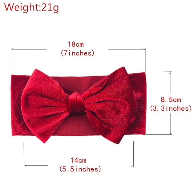 Baby Girl's 7'' Soft Big Bowknot Velvet Headband Toddler Hairband for Photography Travel Party Festivals (White, One Size)