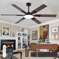 NKPU 66 Inch Brown Ceiling Fan with Lights, Modern Large Ceiling Fan with Remote & APP Control, Reversible DC Motor, 6 Double-Sided Blades, 6 Speeds, Silent, Timer, for Living Room Indoor & Outdoor