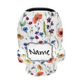 Personalized Floral Baby Car Seat Covers for Girls, Customized Flower Carseat Cover with Name, Infant Carrier Cover Stroller Canopy, Nursing Cover Breastfeeding Scarf for Newborn Babies