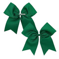 Pack of 2 Dark Green Jumbo Cheer Bow Hair Clips for School Girls Cheerleader Bows 8'' Dancing Softball Basketball Cheerleading Team Hair Accessories