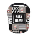 Personalized Baby Car Seat Covers with Name, Custom Nursing Cover Breastfeeding for Babies, Carseat Canopy for Boys and Girls, Infant Stroller Cover, Breathable Carseats Cover(Cute Cow Plaid)