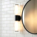 2-Light Bathroom Vanity Lighting Fixture, Black Wall Sconce with Opal White Glass, E26 Stocket Indoor Wall Lamp, Modern Mirror Light
