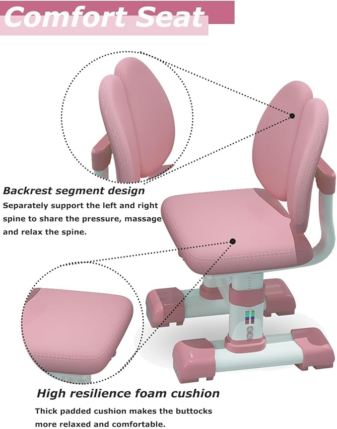 Kids' Table Chair Sets, Kids' Desks Chair, Children Study Desk Writing Table Computer Workstation With Large Storage Drawer And Bookshelf, Height Adjustable Kids Bedroom Furniture ( Color : Pink )