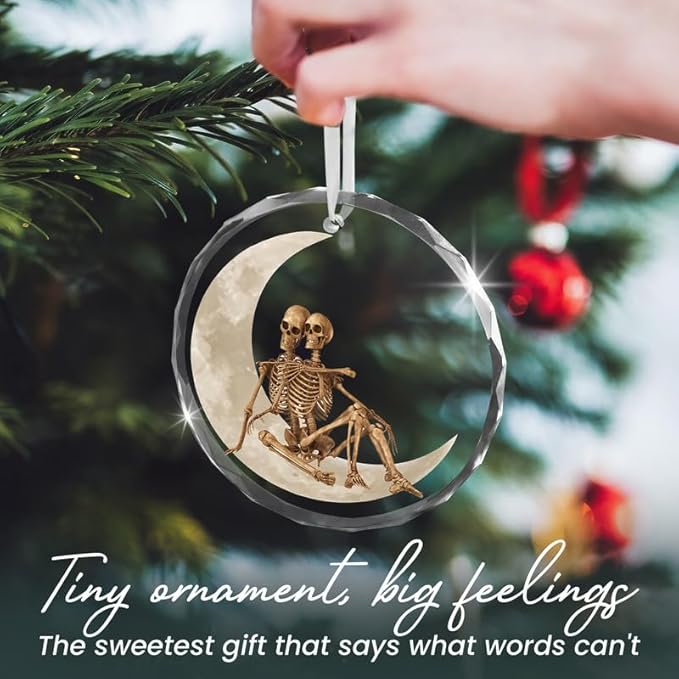 Christmas Couple Skull Gifts for Women Men - Glass Christmas Ornaments 2025 for Tree Decorations - Couple Gifts for Him Her Wife Husband Boyfriend Girlfriend, Stocking Stuffers Ornament
