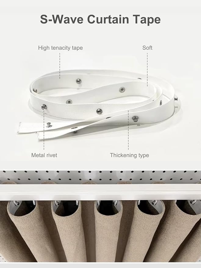 ZigBee 3.0 Smart Curtain Motor with Ripple Fold Track, Mini Silent Electric Drapery System, 1.2N.m App Voice Control Compatible with Alexa & Google Home (2 meters (78.7 inches))