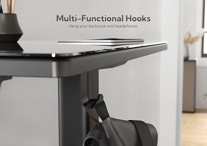 Claiks Electric Glass Standing Desk, 35x20 Inch Adjustable Height Stand Up Desks Quick Install for Computer, Black