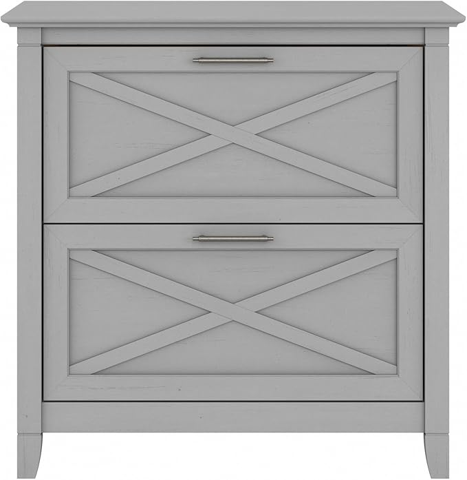Bush Furniture Key West 2 Drawer Lateral File Cabinet in Cape Cod Gray | Document Storage for Home Office | Accent Chest with Drawers