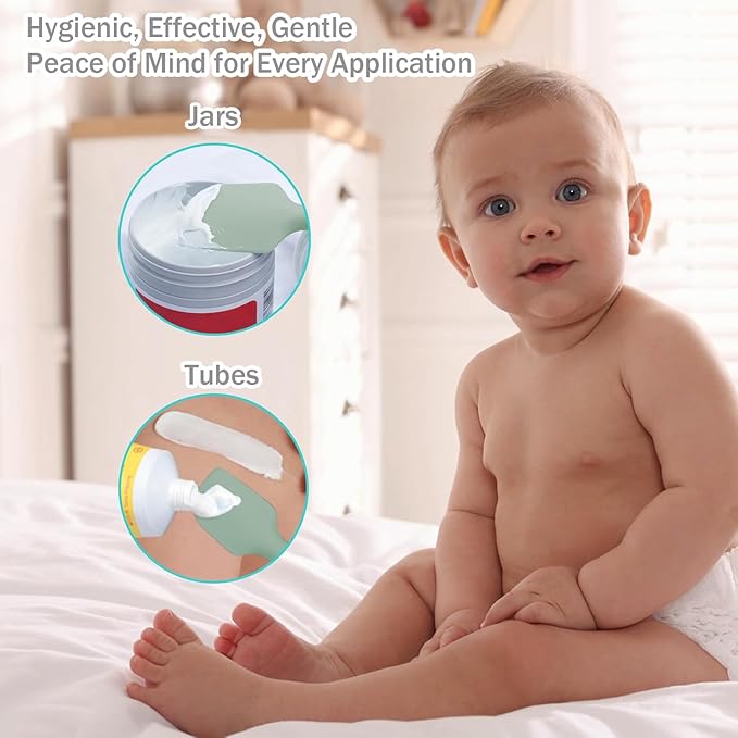 Baby Diaper Cream Spatula - Baby Diaper Rash Cream Applicator for Butt Paste Diaper Cream - Newborn Essentials (green, gray, white)