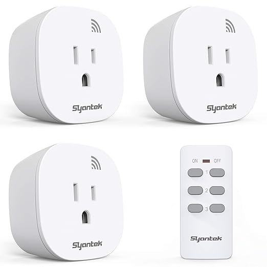 Remote Control Outlet Wireless Light Switch for Household Appliances, Expandable Remote Light Switch Kit, Up to 100 ft Range, FCC Certified, ETL Listed, White (3 Outlets + 1 Remotes)