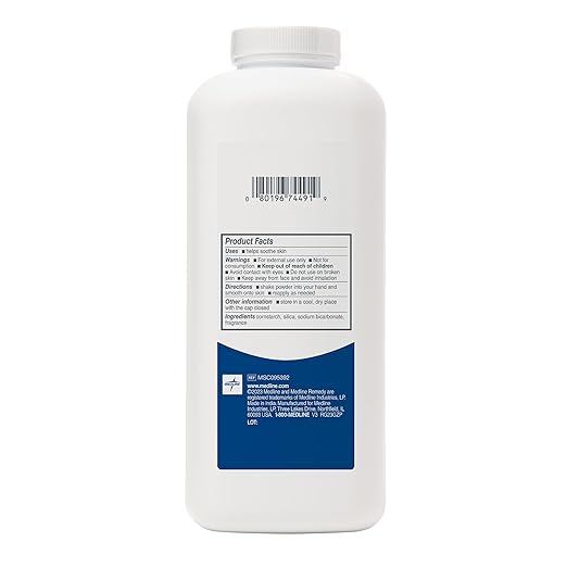 Medline Remedy Essentials Cornstarch Powder (14 oz Bottle), 12 Count, Fresh Scent, Talc Free, Shaker Top, Skin Care, Absorbs Sweat, Soothes, Reduces Friction & Chafing, For Adults, Feet, Groin