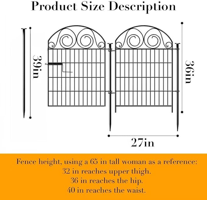 Garden Fencing 36 Inch High, 4 Panels Total Length 8.8 Ft Dog Fences Outdoor for Yard, Dog Digging Fence Barrier, Reusable Defense Fence for Yard│Patented