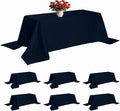 6 Pack Navy Blue Tablecloth 90 x 156 Inch Table Cloth for 8 Foot Rectangle Tables, Wrinkle Resistant Washable Polyester Fabric Table Covers for Party, Wedding,Dining,and Banquet