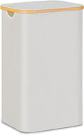 100L Laundry Hamper with Lid, Lagre Basket with Bamboo Handles, Foldable
