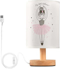 Table Lamp Cute Ballerina Girl Princess Dancing Ballet with Heart Nightstand Lamp with Wood Base Fabric Lamp Shade Bedside Desk Lamp for Living Room Bedroom Kids Room Office