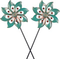 VEWOGARDEN Single-Blade Wind Spinner, Outdoor Metal Wind Spinner with Floral Design for Yard, Garden, Lawn Decor, 10 Inch, 2 Pack