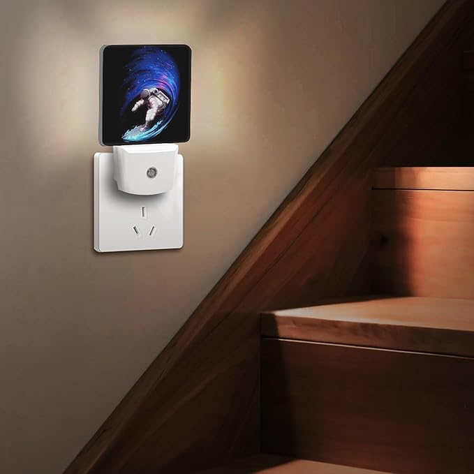 Space Astronaut Night Light, Plug into Wall Decor Nightlights for Bedroom, Bathroom, Hallway, Kitchen, with Dusk to Dawn Light Auto Sensors LED Night Lights for Boys Girls Women Men Room Gifts