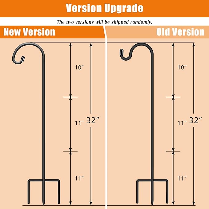 Gtongoko 8 Pack Shepherds Hooks for Outdoor 32 Inch Garden Hooks for Hanging Plants, Lanterns, Bird Feeders, Solar Lights, Mason Jars, Weddings Decor, Adjustable, Matte Black