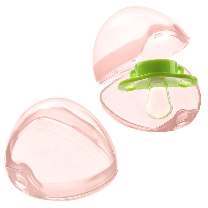 Accmor Pacifier Case, Pacifier Holder Case, Pacifier Container for Travel, BPA Free,Transparent Pink, 2 Pack