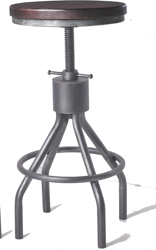 Diwhy Industrial Vintage Kitchen Counter Height Adjustable bar Stool,Farmhouse French Stylish Kitchen Stool,Swivel Bar Stool,Solid Wood Metal Stool,Easy Installation,Fully Welded Set of 2 (Silver)
