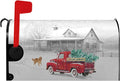 Winter Mailbox Cover Red Truck Snowflake Mailbox Wrap with Magnetic Strip Christmas Dog Snowy Letter Post Box Cover Decoration Welcome Home Outdoor Standard Size 21" Lx 18" W
