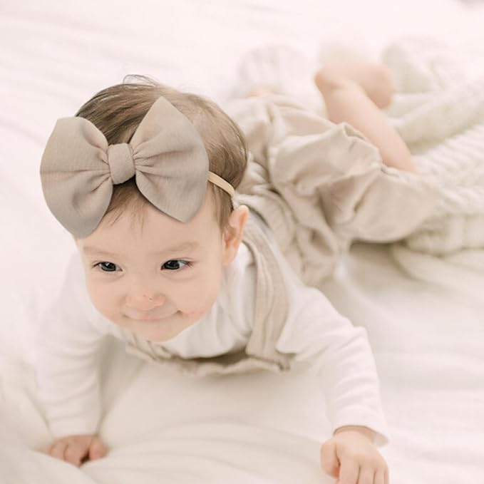 YanJie 3 Pcs Soft Headbands Baby Girls Nylon Headband with Hair Bow Hairbands Hair Accessories for Newborn Infant Toddler Kids