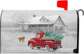 Winter Mailbox Cover Red Truck Snowflake Oversize Mailbox Wrap with Magnetic Strip Christmas Dog Snowy Letter Post Box Cover Decoration Welcome Home Outdoor Large Size 25.5" Lx 21" W