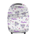 Personalized Elephant Love Heart Baby Car Seat Covers with Name, Custom Nursing Cover Breastfeeding for Babies, Carseat Canopy for Girls, Infant Stroller Cover, Breathable Carseats Cover