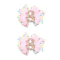 Birthday Hair Bow for Baby Girls - 2Pcs Pink Sprinkle Hair Clips for 8th Birthday Glitter Ice Cream Baby Bow Party Decorations for Girls Toddlers Hair Accessories (Pink-8 Years-Clips)