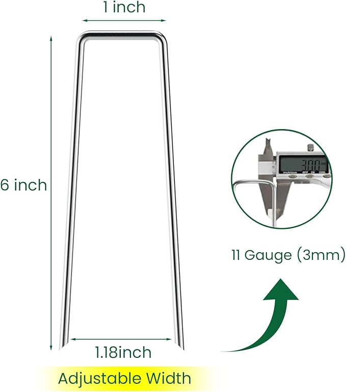 6 Inches Galvanized Garden Staples, Metal Tent Stakes, Heavy Duty U-Shaped Pins and Landscaping Staples for Sod Anchoring Landscape Fabric Irrigation Tubing,Halloween Decorations (50, Silver)