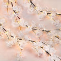 obbsie 6FT Lighted Cherry Blossom Garland with 100 Fairy Lights Timer Battery Operated Artificial Cherry Blossom Flower Vines with Lights for Mantle Home Fireplace Wedding Party Office Decor