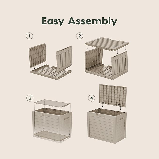 IRIS USA 35-Gallon Outdoor Deck Delivery Storage Box, Lockable & UV-Protected, Weather-Resistant Patio Storage for Cushions, Garden Tools & Packages, Waterproof Resin, Durable & Stylish Design - Beige