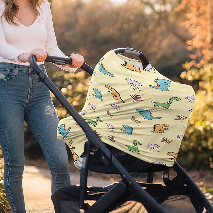 Cute Dragon Multi-Purpose Baby Car Seat Cover Dust Cover Breathable Sun-Proof Infant Stroller Cover Privacy Protection Soft Multifunctional Breastfeeding Shawl