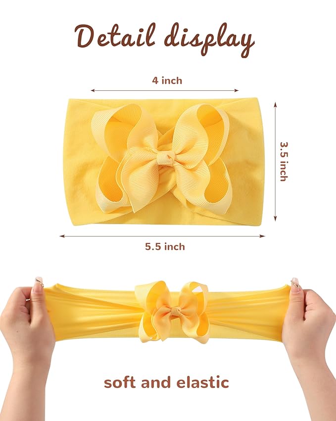 doboi 4 Inch 20pcs Baby Headbands Baby Girl Hair Bows Infant Newborn Toddler Baby Bows and Nylon Headbands Bows for Baby Girls Hair Accessories
