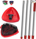 4 Part Stainless Steel Spin Mop Handles, Mop Base & Upgrade Scrub Brush Combo