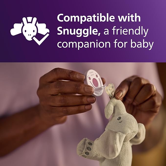 Philips Avent Soothie Baby Pacifiers - 100% Silicone Pacifiers for Babies 0-3 Months, One-piece Design, BPA-Free, Extra Durable, Lilac and Pink, 4 Pack, Model SCF190/70