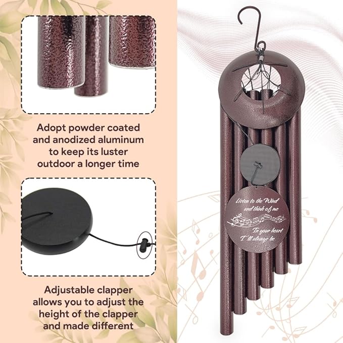Personalized Sympathy Wind Chime, Memorial Wind Chimes for Loss of Loved One, Bereavement in Memory Wind Chimes, Sympathy Gifts in Memory of Father, Mother or a Loved One, Product in USA