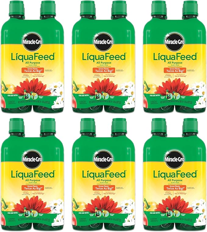 Miracle-Gro LiquaFeed All Purpose Plant Food Refills, Plant Fertilizer, 16 fl. oz., 4 Bottles/Pack (6-Pack)