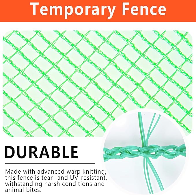 5'x100' Temporary Fence, Garden Fencing Plastic Mesh Fence, Safety Fence, Snow Fence, Construction Fence, Animal Barrier for Dog, Deer, Chicken, Poultry, Deer, Rabbit, Green