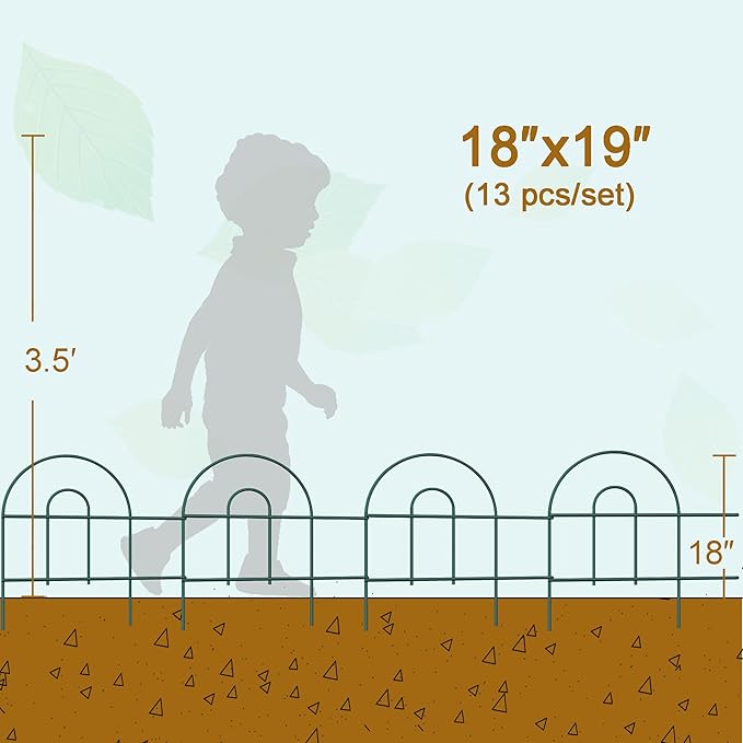 Decorative Garden Folding Border Fence, Metal Wire Edging Flower Fence Panel 18in X20ft Outdoor Patio Landscape
