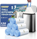 13 Gallon Trash Bags Drawstring 120 Count, 1.7 Mil Thick White Garbage Bags