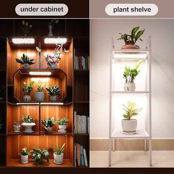 3Pack Panel Grow Lights for Indoor Plants, Seed Starting, Vegetables with 4/8/12/16/20 Hr Timer, 40W Full Spectrum LED Plant Growing Lamps for Cabinet/Shelves/Greenhouse, Plug-and-Play, Connect Freely