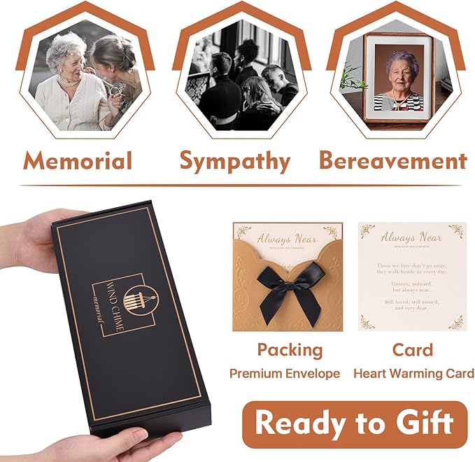 Memorial Wind Chimes, Sympathy Wind Chimes, Sympathy Gifts for Loss of Loved One, Bereavement Gift Baskets, Condolence Funeral Gifts for Loss of Mother Father, Send Love and Concern