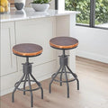 Diwhy Industrial Vintage Kitchen Counter Height Adjustable Bar Stool, Farmhouse French Stylish Kitchen Stool, Swivel Chair, Solid Wood Metal Chiar, Easy Installation, Fully Welded Set of 2 (Black)