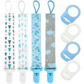8 Pcs Dummy Clips Girls Baby Pacifier Holder Soother Clip Chain Straps with Plastic Clasp, Silicone Ring Adapter, Fit All Dummies & Soothers & Teething Toys, Newborn Essentials (Blue)