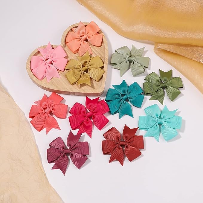 Choicbaby Hair Bows for Girls, 3" Grosgrain Ribbon Pinwheel Hair Bows for Toddler Girls, Pack of 80