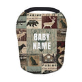 Personalized Baby Car Seat Covers with Name, Custom Nursing Cover Breastfeeding for Babies, Carseat Canopy for Boys and Girls, Infant Stroller Cover, Breathable Carseats Cover(Woodland Adventure)