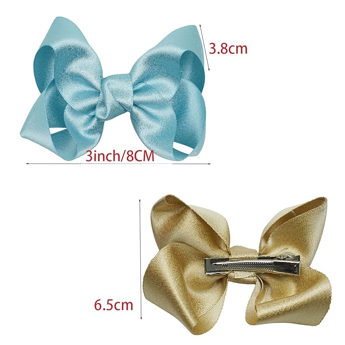 3 Inch Baby Girl Hair Bows Clips Hairpin Headwear Little Teen Toddler Girls Kids Teens Toddlers Hair Accessories - Set of 2 (Gold)