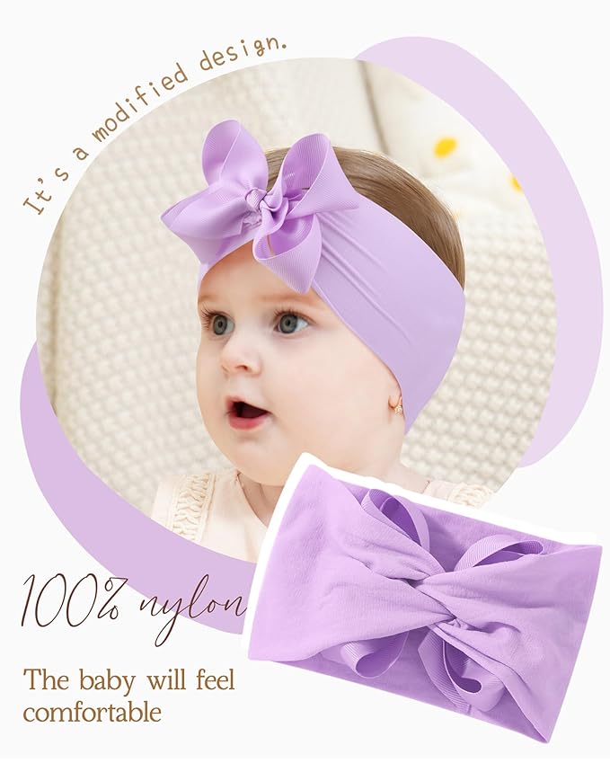 doboi 4 Inch 20pcs Baby Headbands Baby Girl Hair Bows Infant Newborn Toddler Baby Bows and Nylon Headbands Bows for Baby Girls Hair Accessories